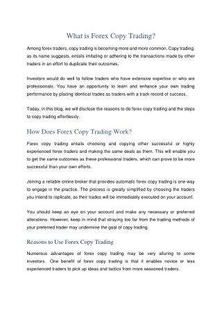 What is Forex Copy Trading - Inveslo