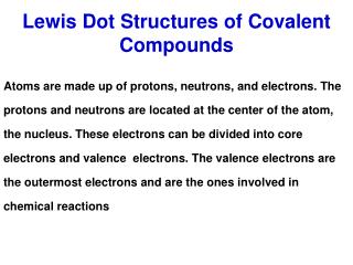 Lewis Dot Structures of Covalent Compounds