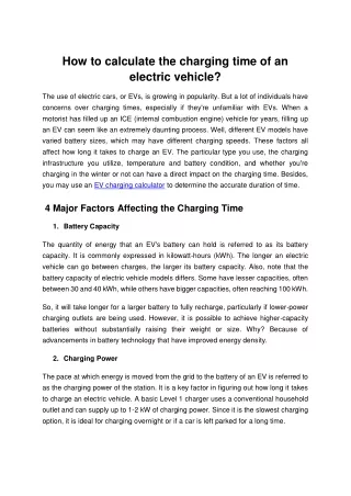 How to calculate the charging time of an electric vehicle_