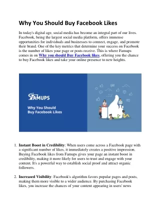 Why You Should Buy Facebook Likes