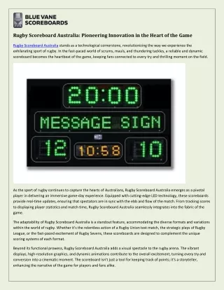 Rugby Scoreboard Australia: Transforming Game Days with Cutting-Edge Technology