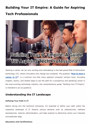 Building Your IT Empire_ A Guide for Aspiring Tech Professionals