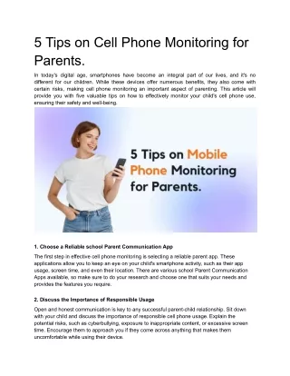 5 Tips on Cell Phone Monitoring for Parents