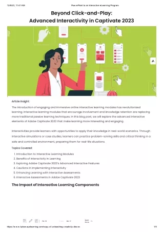 Elevating E-Learning: Beyond Click-and-Play in Captivate