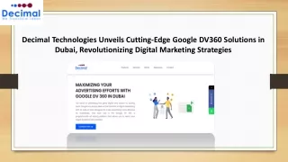 Google DV 360 in Dubai - Decimal Technology