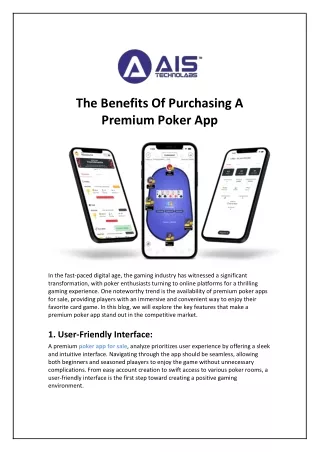 The Benefits Of Purchasing A Premium Poker App