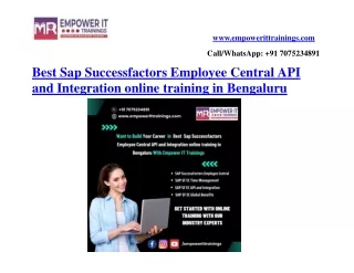 Best Sap Successfactors Employee Central API  and Integration online training in Bengaluru