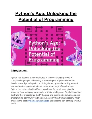 Python's Age_ Unlocking the Potential of Programming