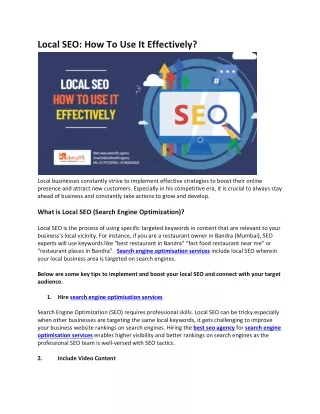 Local SEO How To Use It Effectively