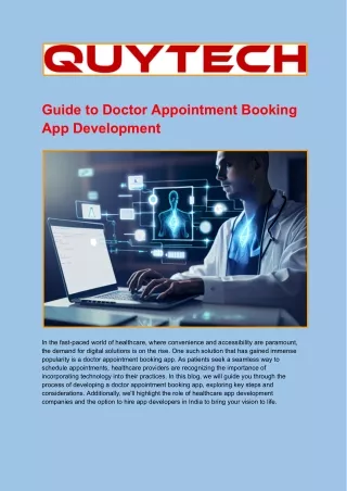 Guide to Doctor Appointment Booking App Development