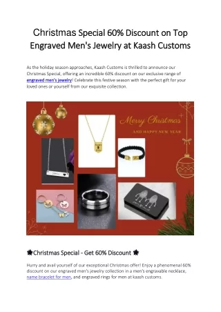 Christmas Special 60% Discount on Top Engraved Men's Jewelry at Kaash Customs