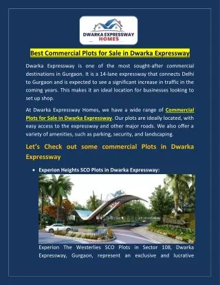 Best Commercial Plots for Sale in Dwarka Expressway