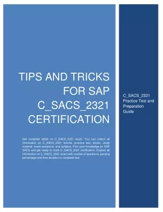 Tips and Tricks for SAP C_SACS_2321 Certification