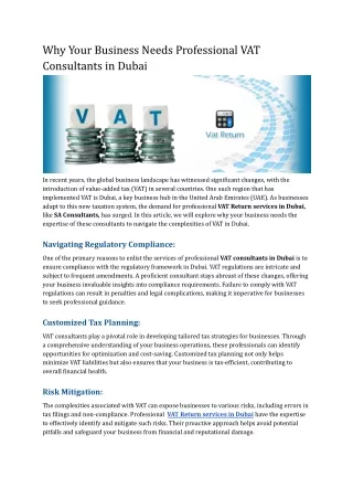 Why Your Business Needs Professional VAT Consultants in Dubai