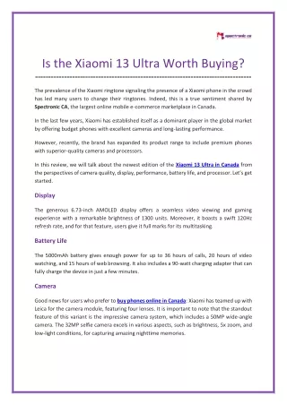 Should You Buy the New Xiomi 13 Ultra?