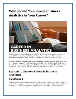 Why Should You Choose Business Analytics As Your Career