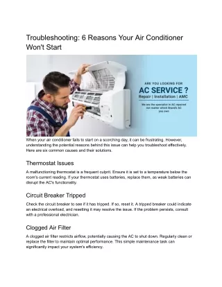 Troubleshooting_ 6 Reasons Your Air Conditioner Won't Start