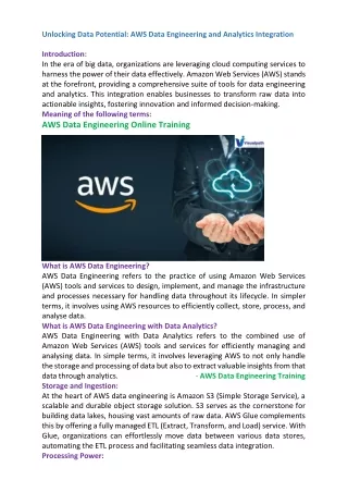 AWS Data Engineering with Data Analytics Online Training Free Demo