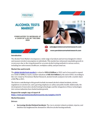 Alcohol Tests Market By Forecasting The High Growth Segments from 2022-2032