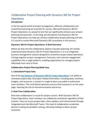 Collaborative Project Planning with Dynamics 365 for Project Operations