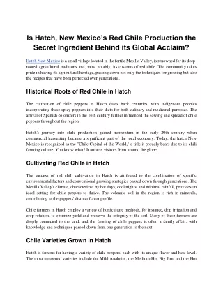 Is Hatch, New Mexico's Red Chile Production the Secret Ingredient Behind its Global Acclaim