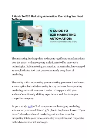 A Guide to B2B Marketing Automation: Everything You Need to Know