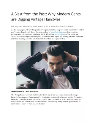 Why Modern Gents are Digging Vintage Hairstyles