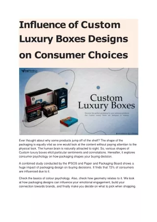 Influence of Custom Luxury Boxes Designs on Consumer Choices