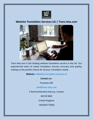 Website Translation Services Uk  Trans-leta