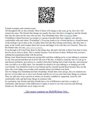 True Friendship Essay