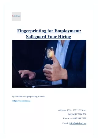 Fingerprinting for Employment - Safeguard Your Hiring