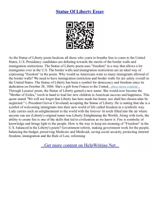 Statue Of Liberty Essay