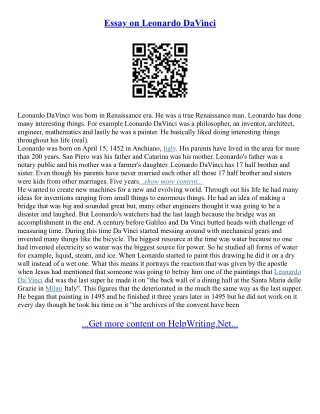 Leonardo Da Vinci Essay