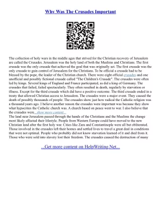 Crusades Essay