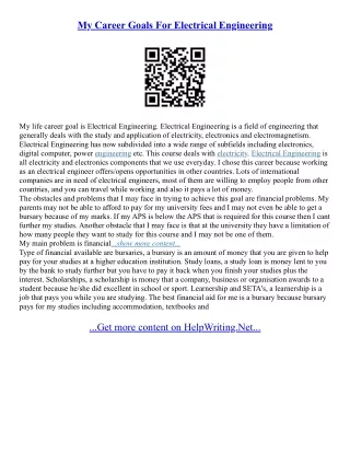 Career Goal Essay Sample