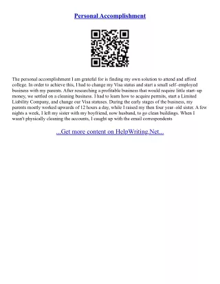 Personal Accomplishment Essay