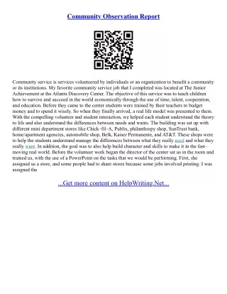 Community Service Essay Examples