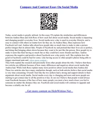 Comparison Essay Outline