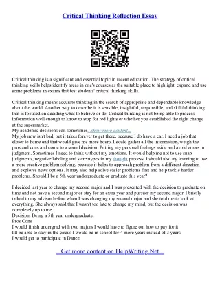 Essay On Critical Thinking Skills