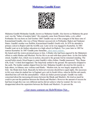 Essay About Mahatma Gandhi