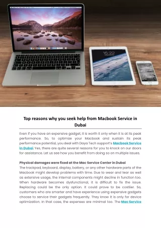 Top reasons why you seek help from Macbook Service in Dubai