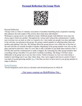 Group Evaluation Essay
