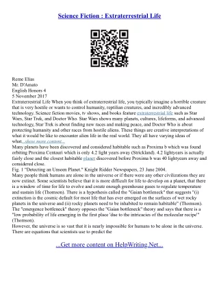 Extraterrestrial Life Essay