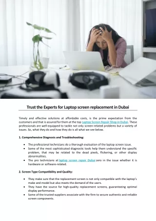 Trust the Experts for Laptop screen replacement in Dubai