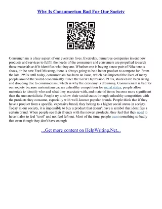 Consumerism Essay