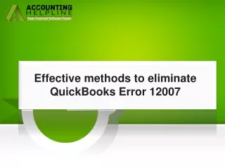 Simple Guide To Resolve QuickBooks Error 12007