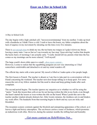 Essay On Life Of A Student