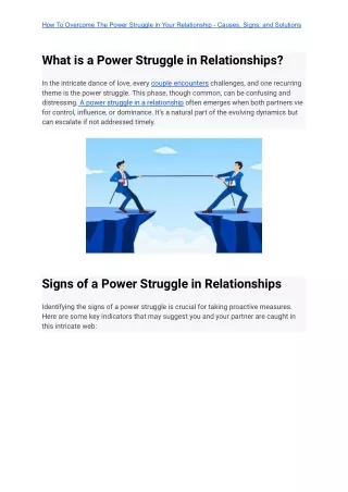 How To Overcome The Power Struggle in Your Relationship - Causes, Signs, and Sol