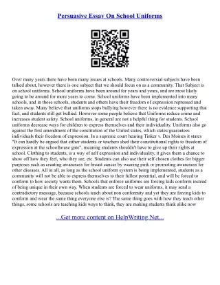 Essay On School Uniforms