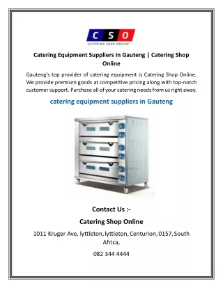 Catering Equipment Suppliers In Gauteng   Catering Shop Online